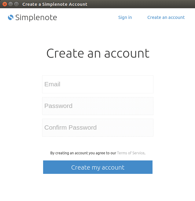 SimpleNote Create Account