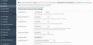 Plesk PHP values