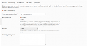 enable auto-reply messages in plesk