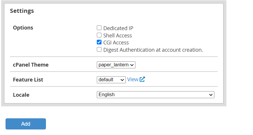 Package settings. Access оболочка. Digest authentication.